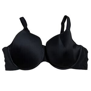 Cacique Black Satin Feel Wired Full Coverage Molded Cup Bra Size 46DD